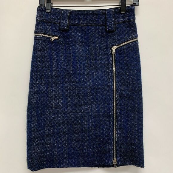 Marc by Marc Jacobs Women's Straight Pencil Skirt 2 Blue Tweed Wool Blend - Picture 1 of 8